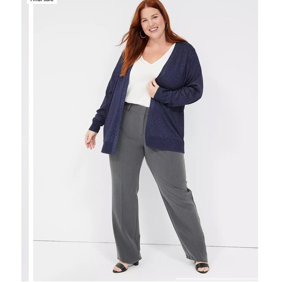 Lane Bryant Women's Plus Size Maritime Navy Blue Sparkle Knit Cardigan - Picture 1 of 11